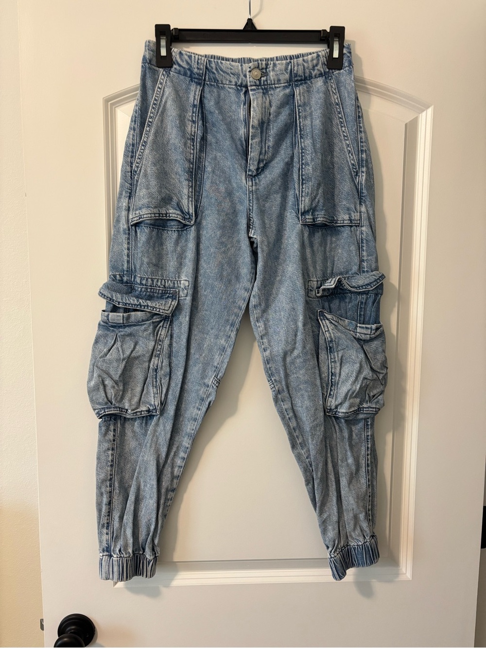 All Saints Light Wash Blue Cargo Jeans
